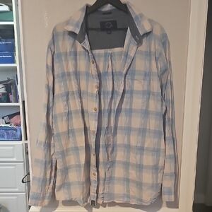 Men's Even Tide XXLT Blue and Light Pink Plaid Shirt NWOT